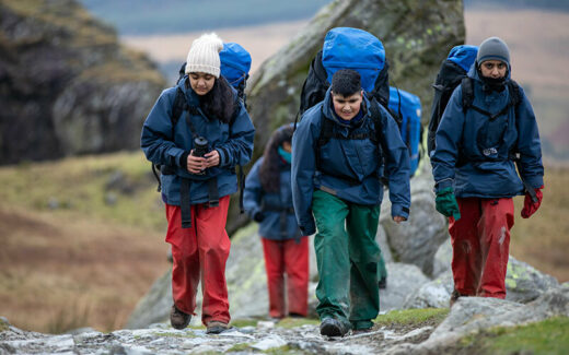 EBD climbing with rucksacks 960x800